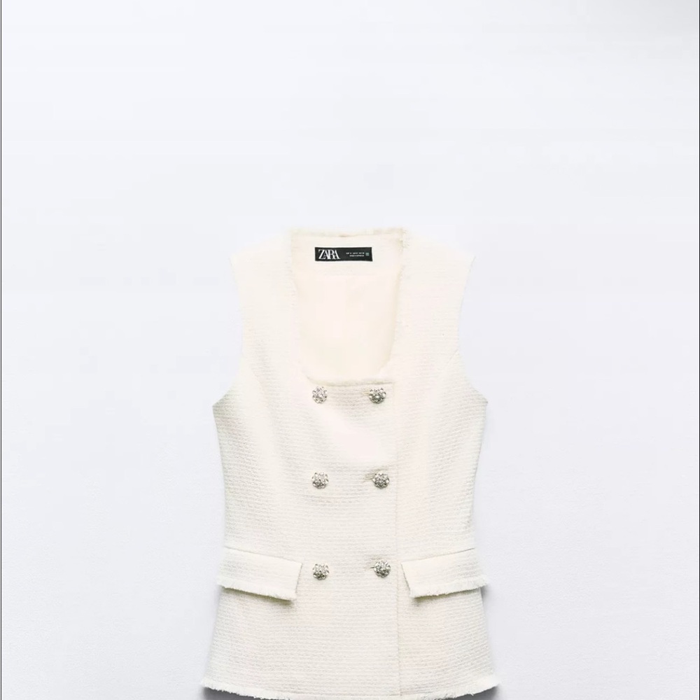 Zara Women's Cream Double-Breasted Vest